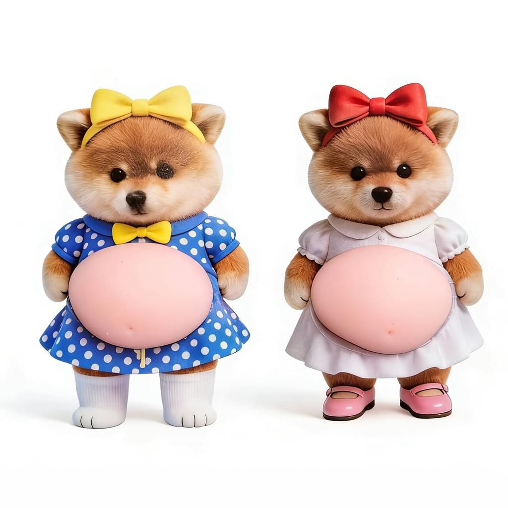 2026 3D Cartoon Cat Shiba Inu Squishy Belly Car Bumper Anti Collision Stickers Kawaii Decor For Refrigerator Decompression toys