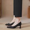 French temperament elegant high heels women's 2025 new autumn black professional square head fashion thick heel single shoes