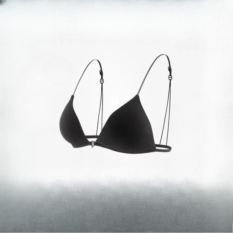Women's French Style Wireless Small Bust Triangle Cup Ultra Thin Seamless Thin Strap Backless Front Closure Bra
