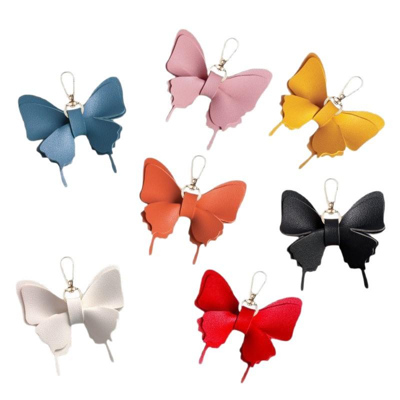 Elegant Butterfly Leather Keychain Pendant for Bags & Cars