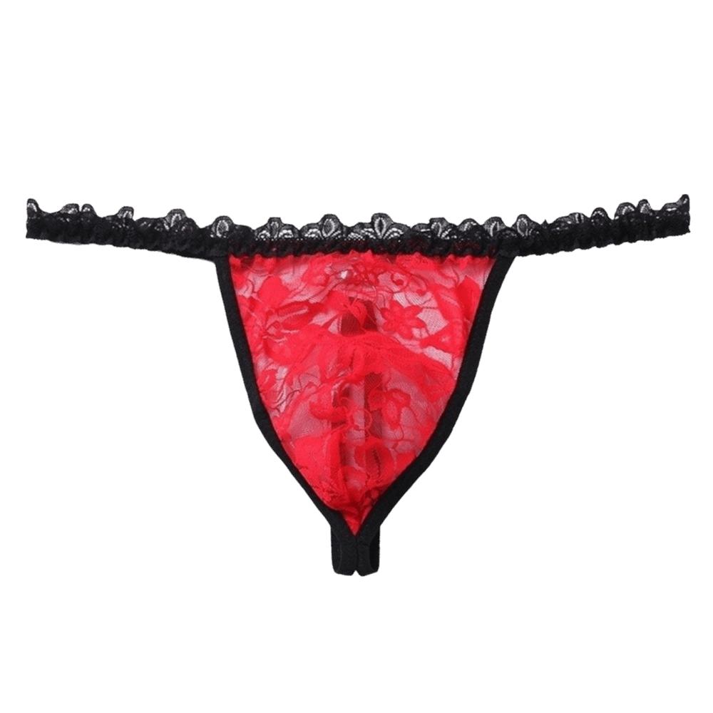 Hollow Out Men Underwear Transparent Triangle Panties Simple Men's Thong Exotic