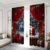 Christmas Style Santa Claus Pattern Printed Curtains Through Bar Home Decoration Room Curtain Set Of 2 Made Polyester Washable