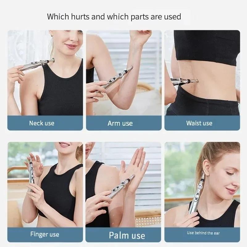3 in 1 Electronic Acupuncture Pen Set with 3 Massage Heads for Muscle Joint Back Pain Relief Without Battery