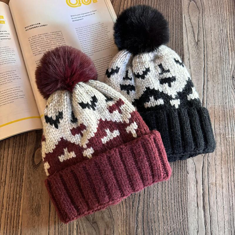 Retro Knitting Trendy High Top Beanie Warmth Comfort Autumn Winter Hat Female