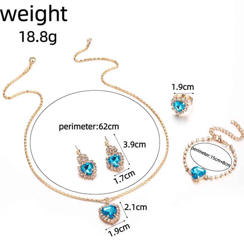 3 Peças/Conjunto Colar Brinco Joias Femininas Pingente Strass Vintage