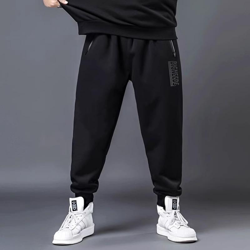 Trendy Oversized Men's Loose-Fit Straight-Leg Wide-Leg Casual Stretch Sports Trousers with Drape