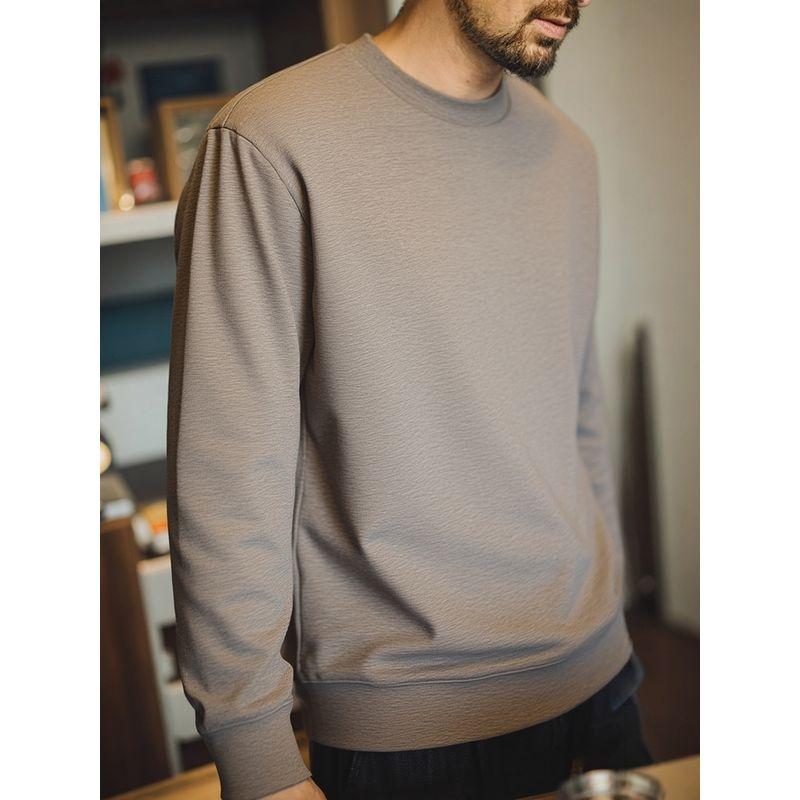 Light Luxury Outdoor Wool and Goose Down Long-Sleeve T-Shirt for Men, Winter Round-Neck Thermal Base Layer, Export Men's Sweatshirt