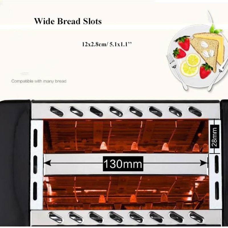 750w Electric 2-piece Household Toaster With Removable Bread Crumb Tray, 6-speed Toast Set For Baking Puff Waffles, Etc.