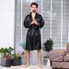 Men's Plus Size Silk-Feel Yukata: Lightweight Long-Sleeve Summer Robe & Pajamas