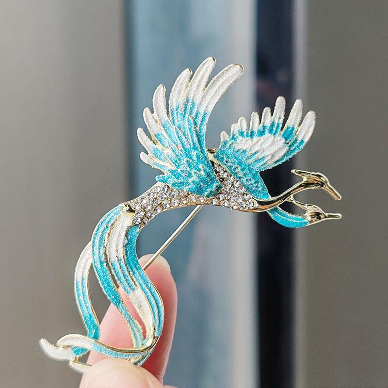 Chinese Style Retro Enamel Brooch Colorful Phoenix Light Luxury Corsage Women's Pin Suit Jacket High-end Accessories