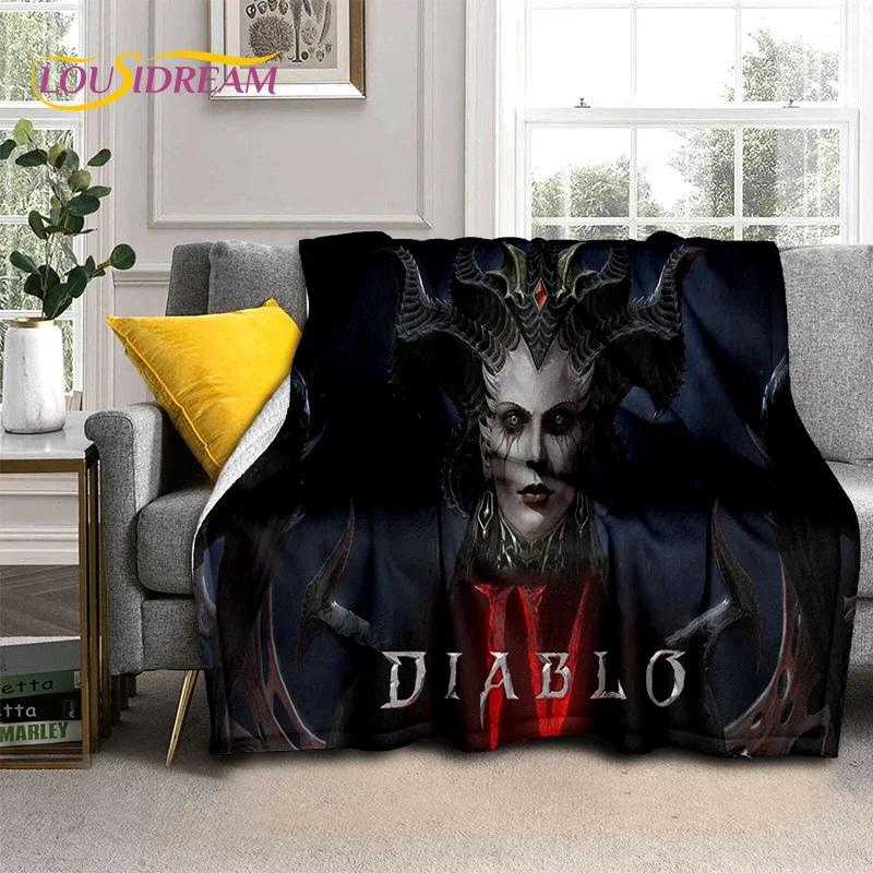 Diablo 3D Retro Game Gamer Zachte Flanellen Deken voor Bedden Slaapkamer Bank Picknick, Plaid Deken voor Afdekking Buiten Vrije Tijd Dutje Cadeau