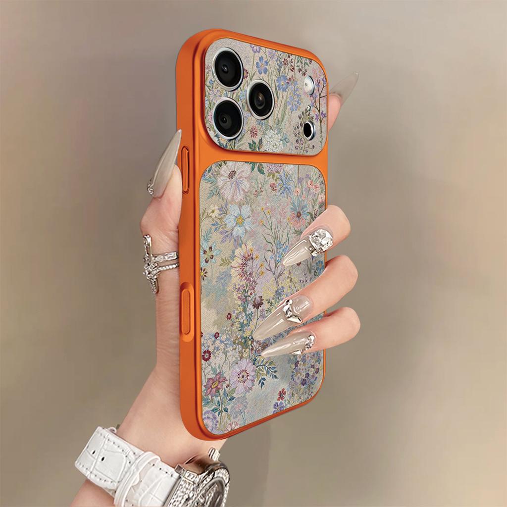Flowers are everywhere, suitable for iPhone17promax mobile phone case, Apple 16pro new 15pro niche 16 leather.