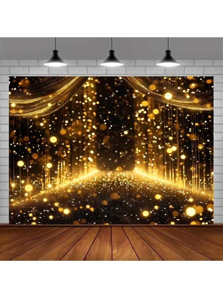 1pc Sparkling black and gold drop glitter background - glamorous bridal shower, wedding, birthday and PROM decor