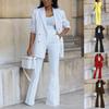 ZL1775 Women's Autumn 2025 Solid Color Casual Wide-Leg Pants & Blazer Set
