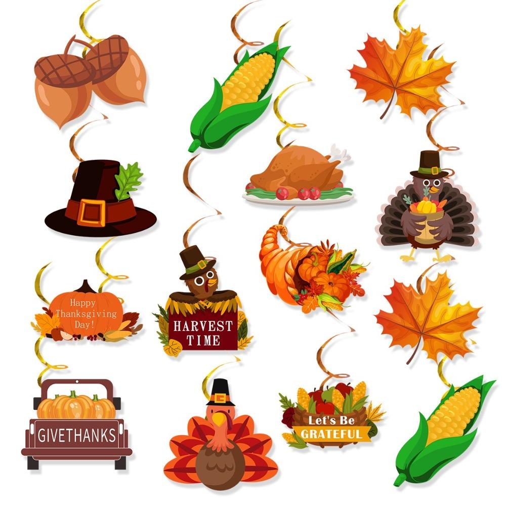 Celebration Thanksgiving Spirals Hanging Flag Party Decoration Supplies  Indoor Outdoor Decorations