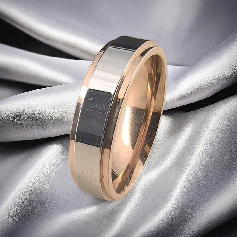 Titanium steel ring women's simple smooth surface does not fade rose gold couple ring hand jewelry