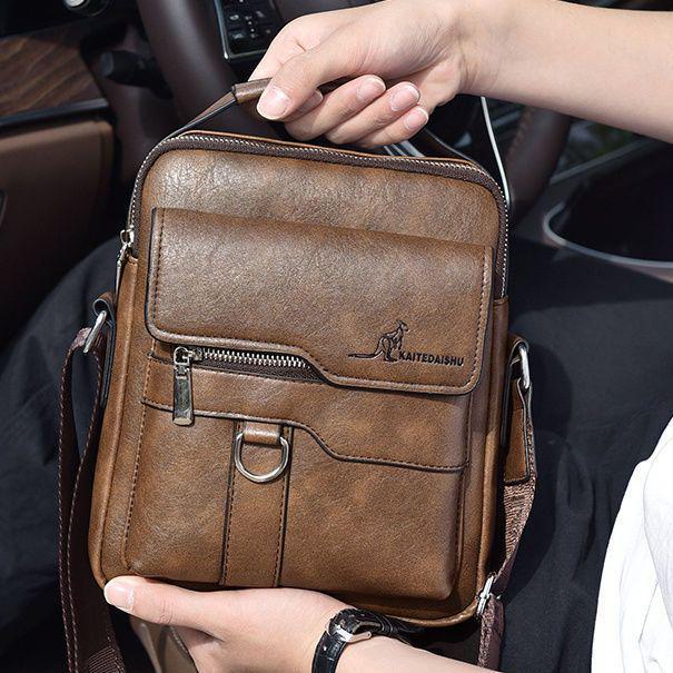 Men's Genuine Leather Vertical Shoulder Bag & Messenger Briefcase