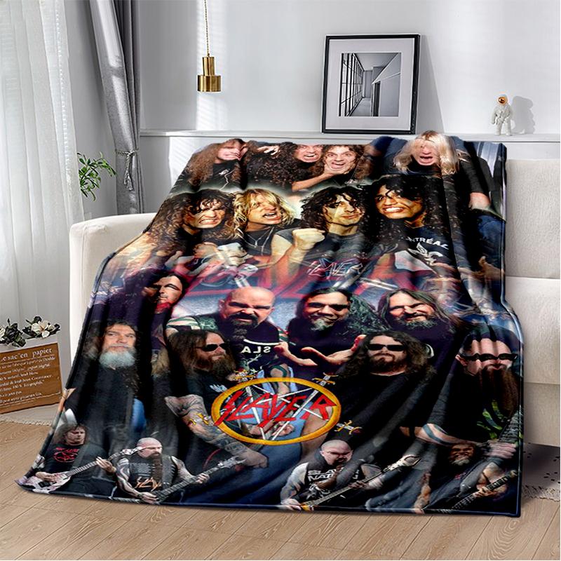 2025 New Style Slayer Heavy Metal Band Sign Blanket,Soft Throw Blanket for Home Bedroom Bed Sofa Travel Cover Kid Gift