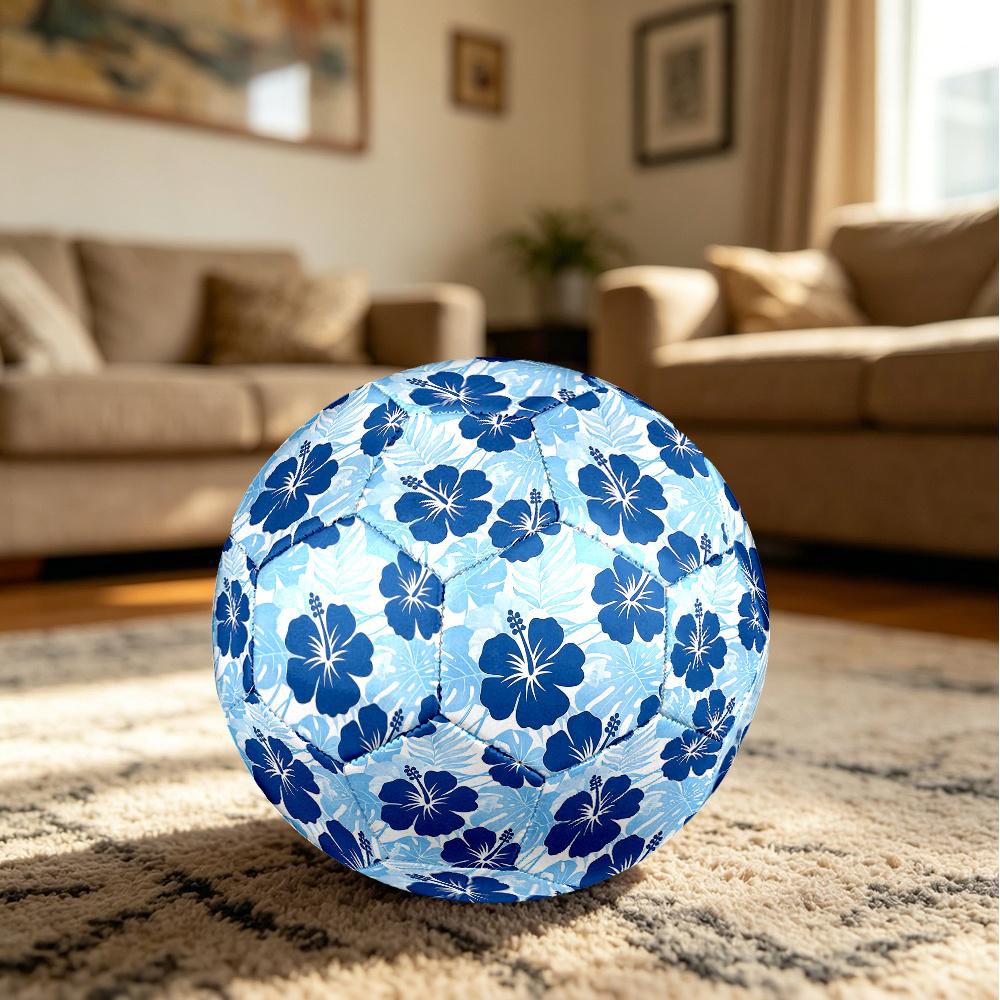 1PC Blue Floral Soccer Ball Size 5 Football Machine Sewn Indoor/Outdoor Universal Football Surprise Collection n145