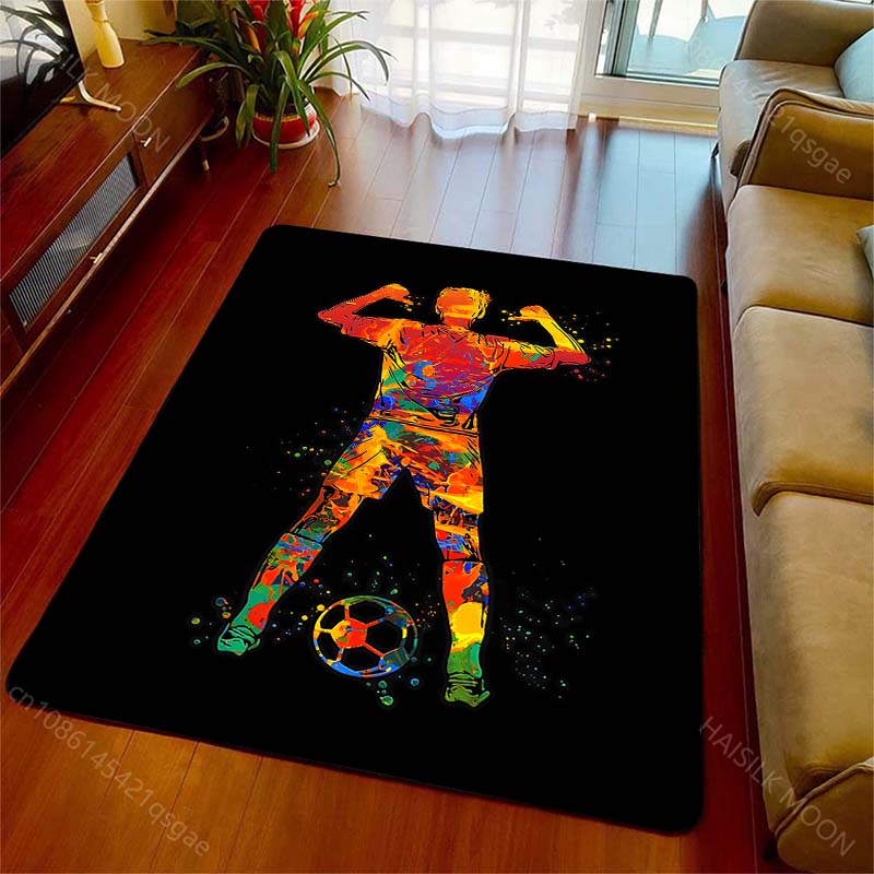 Football Sports Watercolor Splash Art Print Carpet Rug for Living Room Bedroom Sofa Doormat Home Decor Non-slip Floor Mat