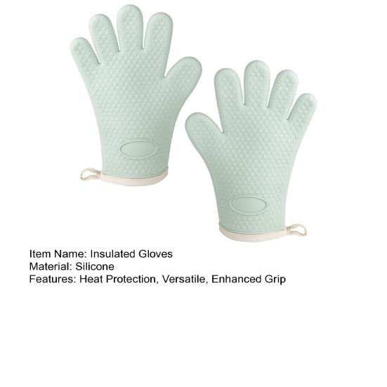 2Pcs Silicone Oven Mitts Thick Heat Resistant Non Slip Cast Iron Pan Gloves Safe Kitchen Gloves for Cooking And Baking