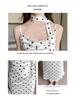 White Polka Dot Bodycon Spaghetti Strap Dress for Women - Summer French Style