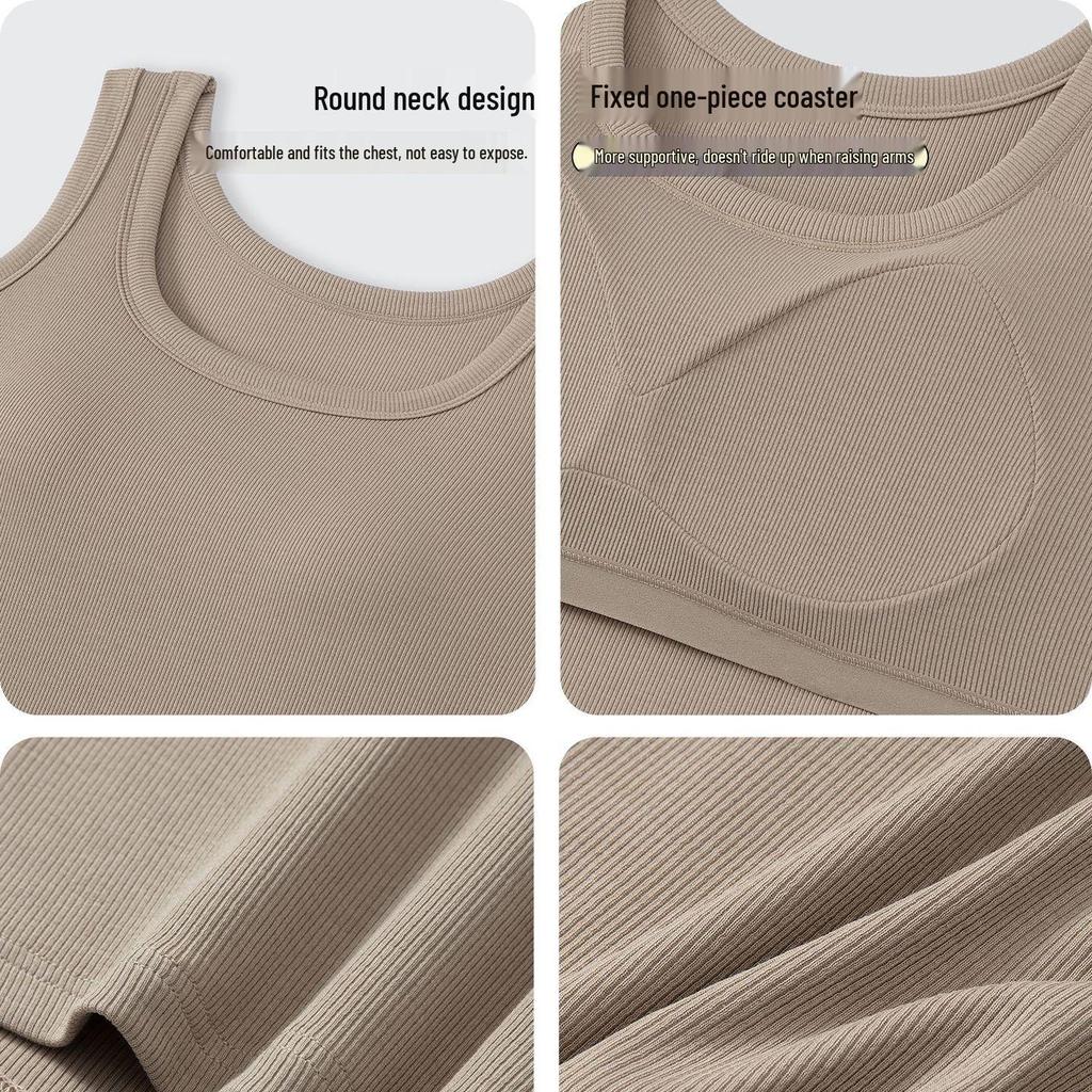 Slim-Fit Women's Threaded Tank Top with Integrated Pads - Comfortable, No Restriction, Ideal for Spring/Summer Yoga & Outer or Base Layer Wear.