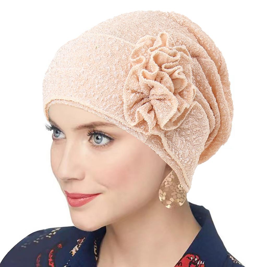Nové dámské zlaté stříbrné turbanové čepice chemo bandana hidžáb plisovaná indická čepice turbante klobouk dámský šátek na vlasy muslimská pokrývka hlavy