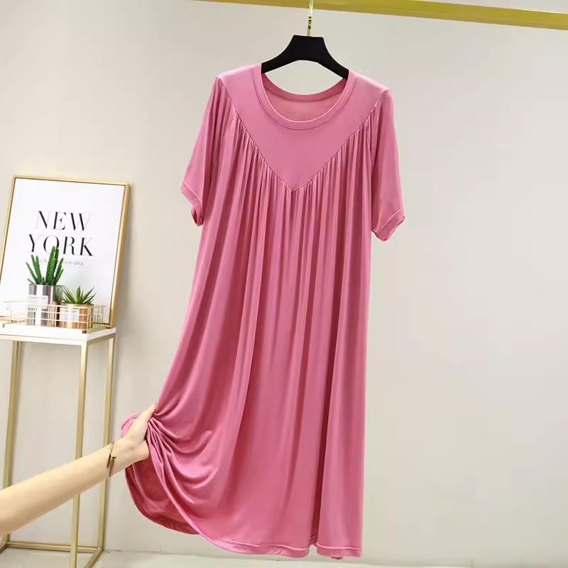Modal Summer Maternity Lounge Dress: Women's Plus Size Casual Ice Silk Pajamas