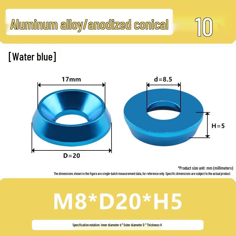 Colored Aluminum Alloy Countersunk Fish Eye Washers - M6/M8/M10