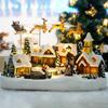 Resin Luminous Christmas Music House LED Lighted Christmas Flying Reindeer Musical Holiday Decor