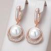 Fashion Zircon Geometric Pearl Dangle Earrings for Women Gold Color Boho Ethnic Wedding Jewelry