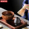 4/7 SZTUK Japoński Zestaw do Herbaty Matcha Zawiera Miseczkę Matcha drewnianą i bambusową Mioteczkę Stojak na Mioteczkę do Matcha Uchwyt Chasen Zestaw Łyżeczek do Herbaty