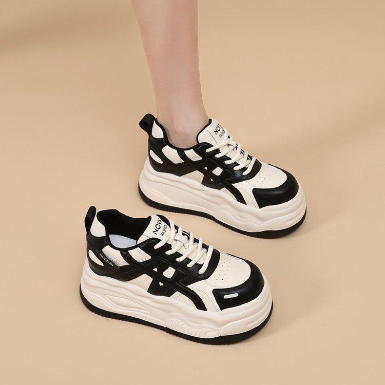 thick-soled leather little white shoes women's 7cm height increase 2025 autumn and winter new casual fashion board shoes soft-soled muffin shoes