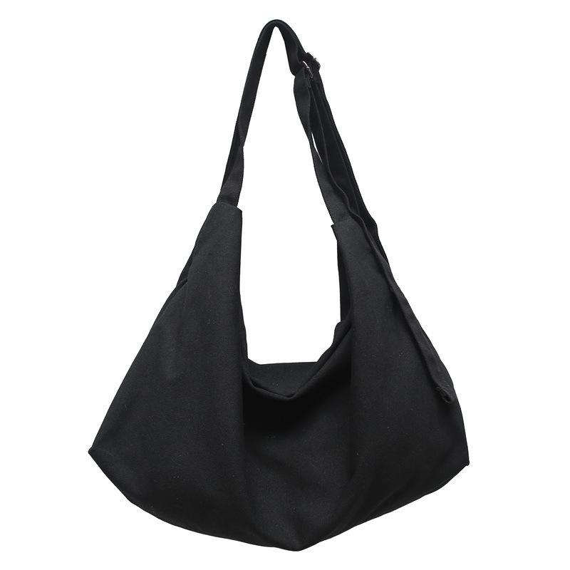 Japanese Solid Color Canvas Bag Female Large-Capacity Student Class Cloth Bag Trendy Casual Versatile Shoulder Messenger Bag