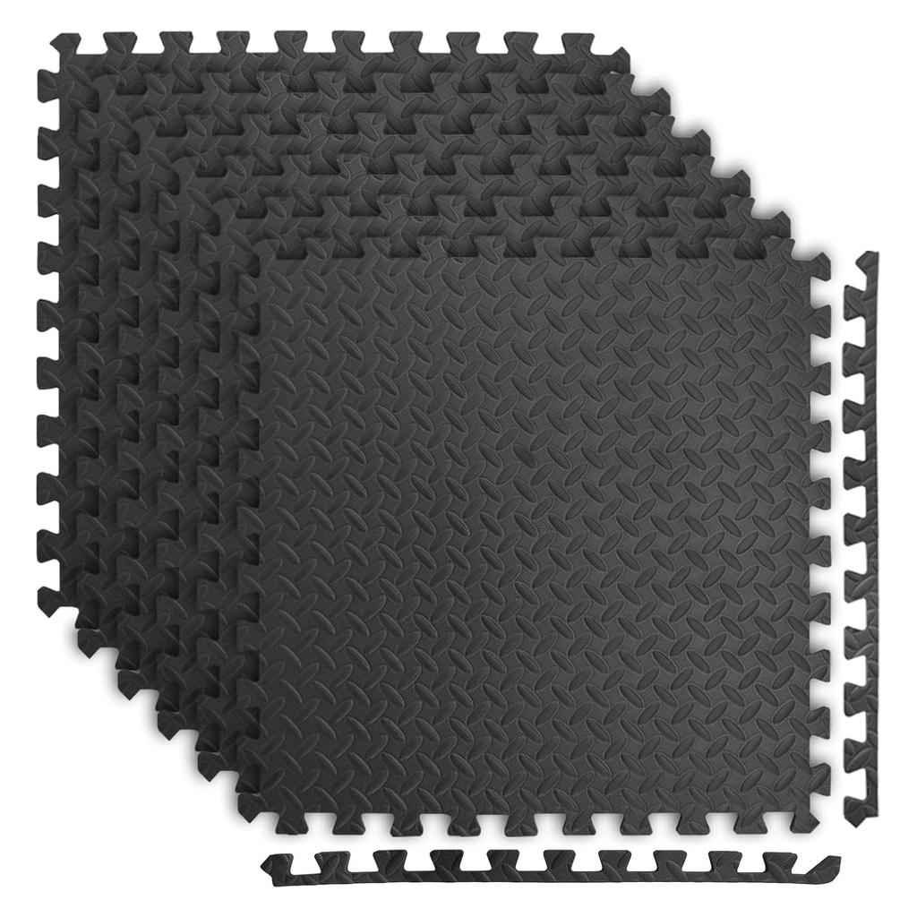 Thick Exercise Mats for Home Floor and Vibration Perfect for Entryways and with Sides Large, Gyms, 60x60x1.2cm, EVA, Soundproof, Anti-Vibration,