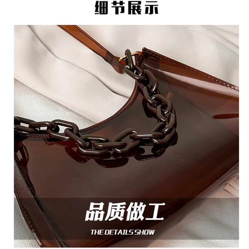 Summer new fashion women's bag small fresh jelly bag solid color transparent women's armpit bag shoulder small bag