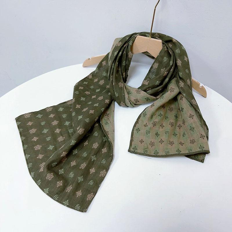 Spring  New Cotton Double Sided Scarf Korean Version Sunscreen Shawl Flower Printed Neck Scarves