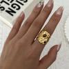 Vintage Boho Turquoise Tiger Eye Stone Rings For Women Stainless Steel Natural Stone Open Finger Ring Party Aesthetic Jewelry
