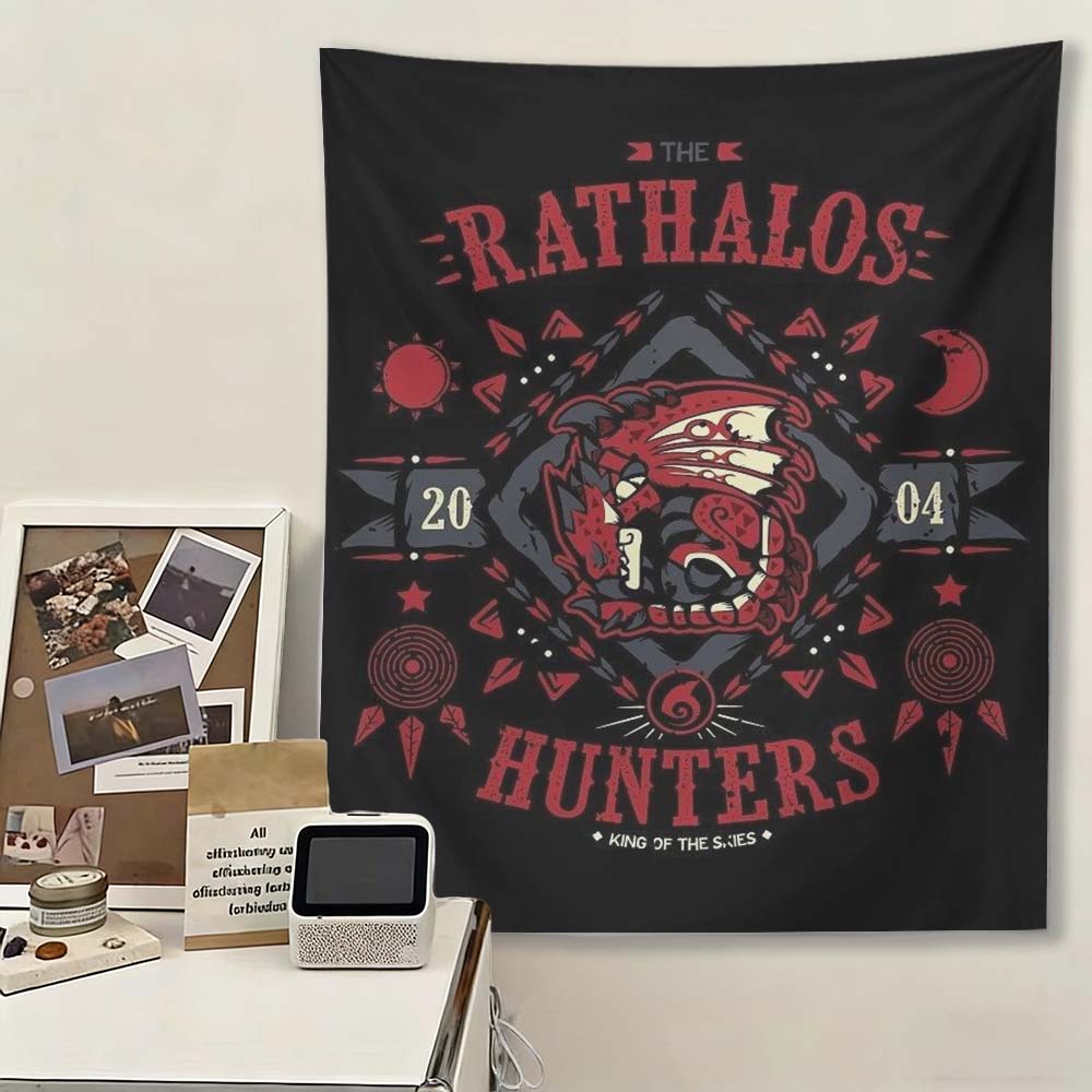 

MMonster HHunter Rathalos Tapestry King of The Skies Wall Hanging Boho Hippie Decor for Bedroom Living Room Dorm Game Fans G 74x94cm(29x37in)