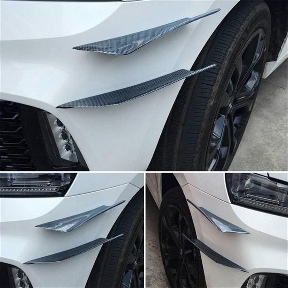 4Pcs Carbon Fiber Look Car Front Bumper Lip Splitter Fins Body Spoiler Universal