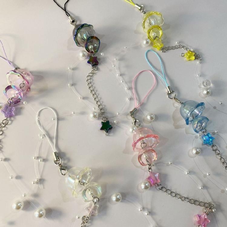 Sweet Jellyfish Star Pendant Phone Chain Keychain Y2k Phone Lanyard Backpack