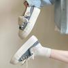 Floral denim blue platform canvas white shoes women's summer breathable thin student versatile tide shoes