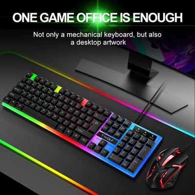 T-WOLF TF230 USB Wired Mechanical Keyboard and Mouse Set with Colorful Backlight for PC Computer Laptop, Black