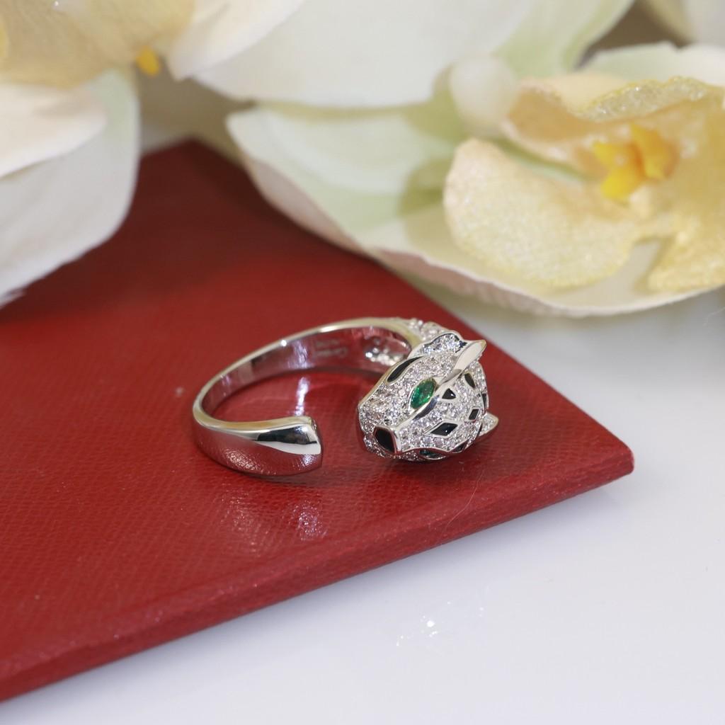 The Latest Popular Leopard Grandmother Emerald Ring High Carbon Diamonds, Full of Dominance Leopard Multi Circle Ring Size Open