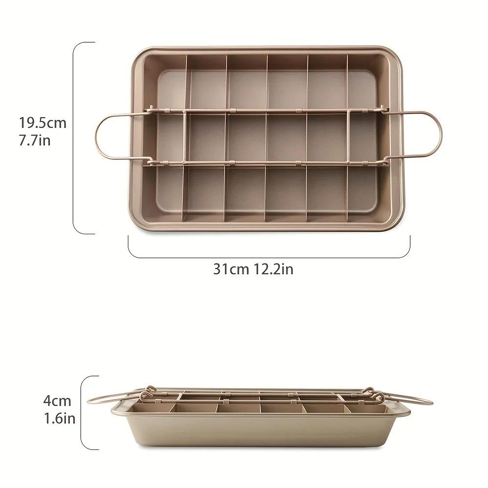 Tavă antiaderentă pentru brownie cu separatoare Tavă de copt pentru bucătărie Formă de tort 18 cavități Pătrată Formă de copt pâine Oțel carbon Ustensile de copt tort