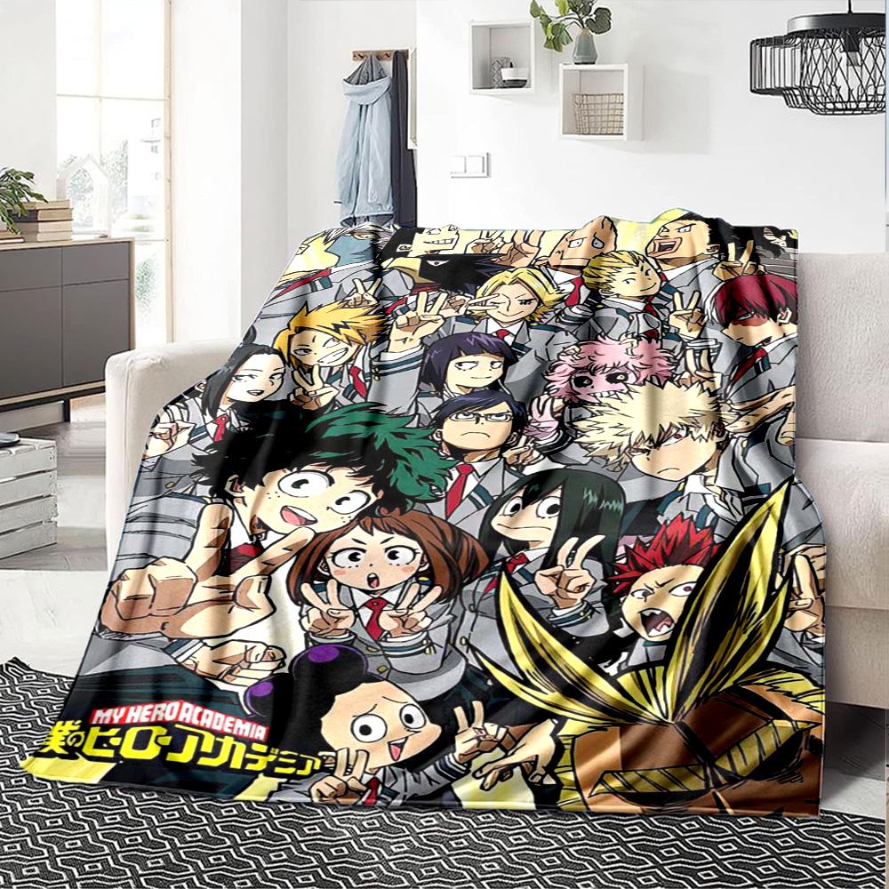 Anime Hero Academia Print Flannel Blanket High Quality Warm Comfortable Cover for All Seasons Perfect for Gifts Home Decor