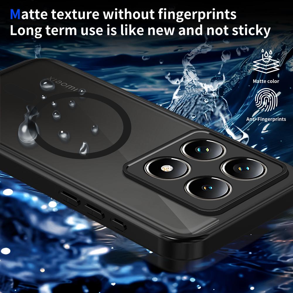 KEYSION Magnetic Phone Case for for Xiaomi 14T Pro 5G Silicone+PC Matte Translucent Clear Shockproof Back Cover for Xiaomi 14T