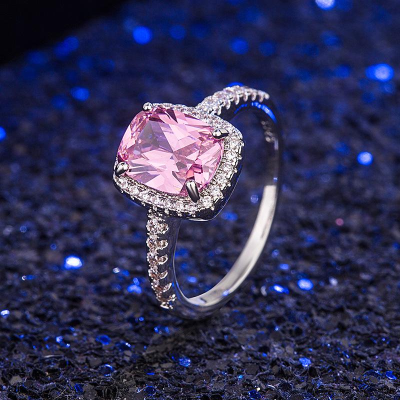 Classic Retro Multi-Color Zircon Square Ring for Women