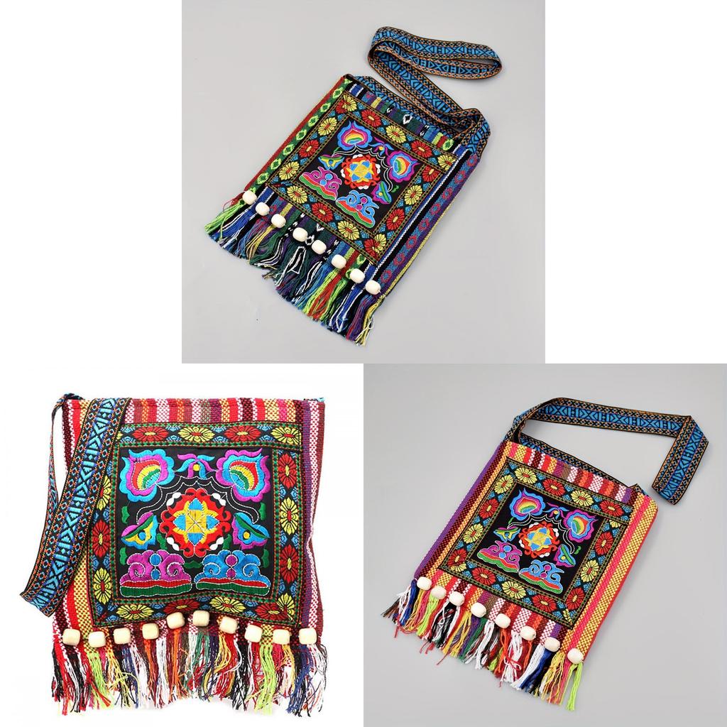 Ethnic Style Small Square Bag With Zipper Closure For Womens Fashion Accessory